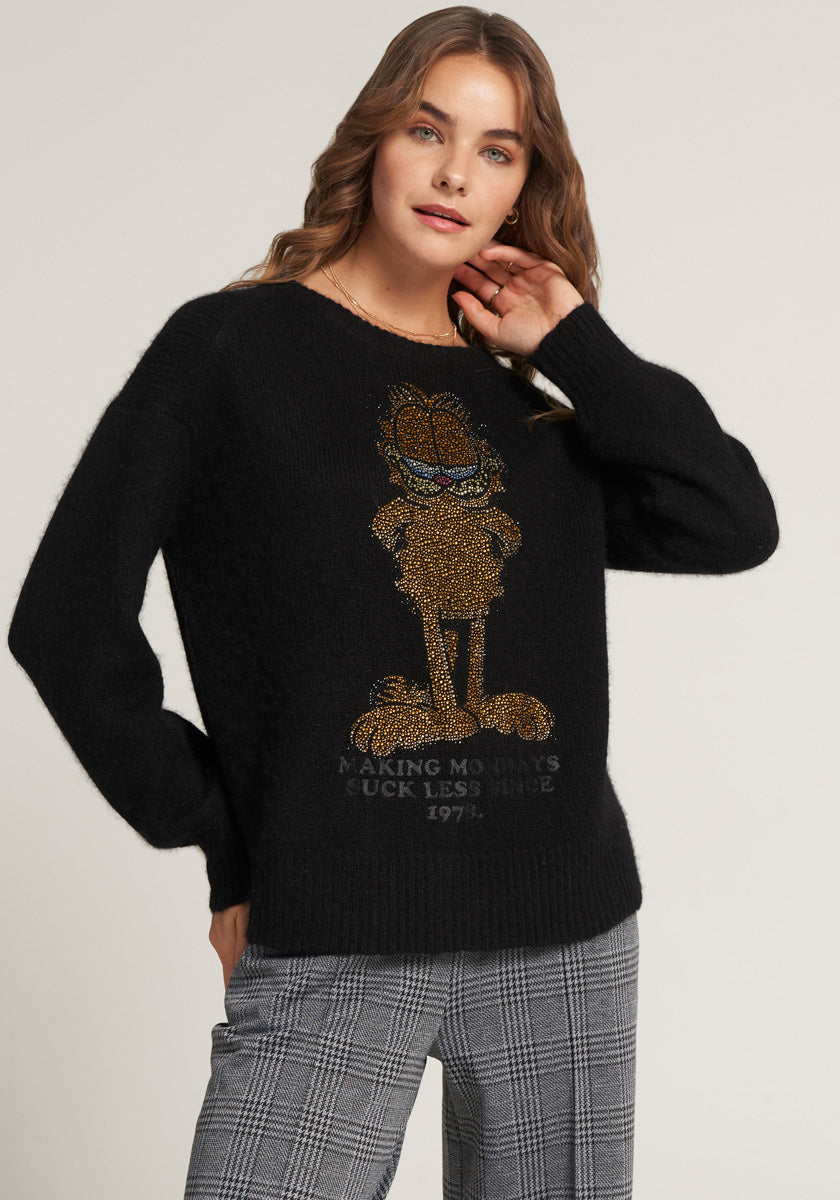 Black sweater with rhinestones best sale