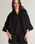 Oversize linen blouse with wide sleeves