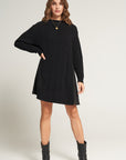 Short knitted dress with flowing insert on the back