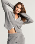 Grey cardigan with zipper and decoration