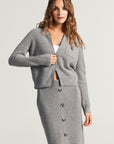 Grey cardigan with zipper and decoration