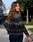 Pull jacquard à motif géométrique