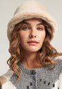 Beige faux fur fisherman hat