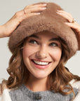 Brown faux fur fisherman hat