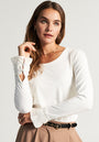 White long-sleeved shirt with cuff decoration