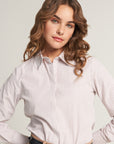 Beige striped shirt with decoration