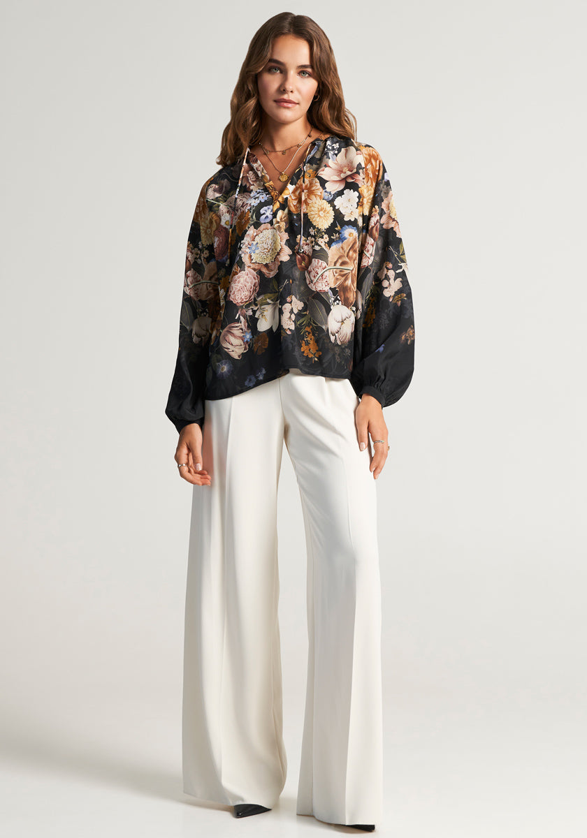 Floral blouse made of pure silk