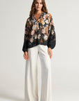 Floral blouse made of pure silk