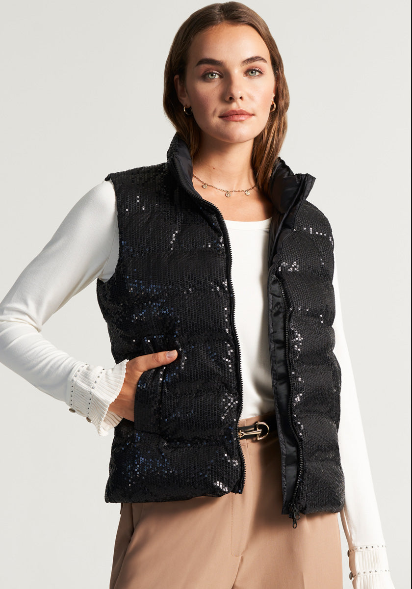 Black sequin vest