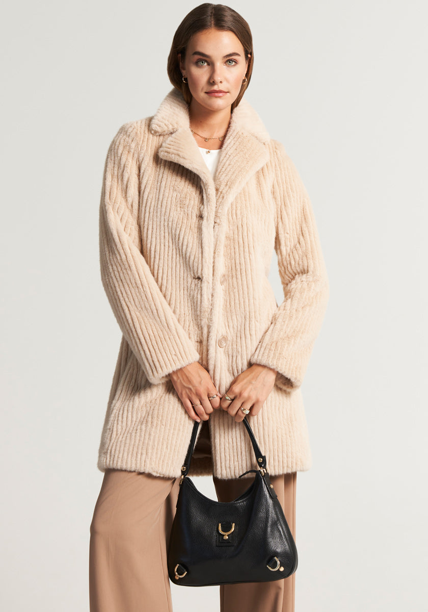 Beige faux fur coat