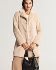 Beige faux fur coat