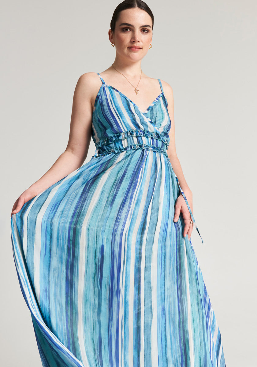 Long striped dress with straps