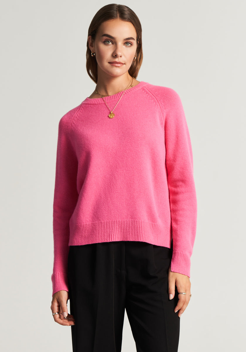 Pinker Pullover aus reiner Merinowolle