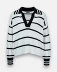 Striped sweater with polo collar