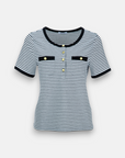 Striped T-shirt with gold buttons