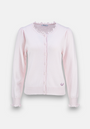 Pink cashmere cardigan with ruffles