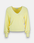 Pull en maille duveteuse jaune