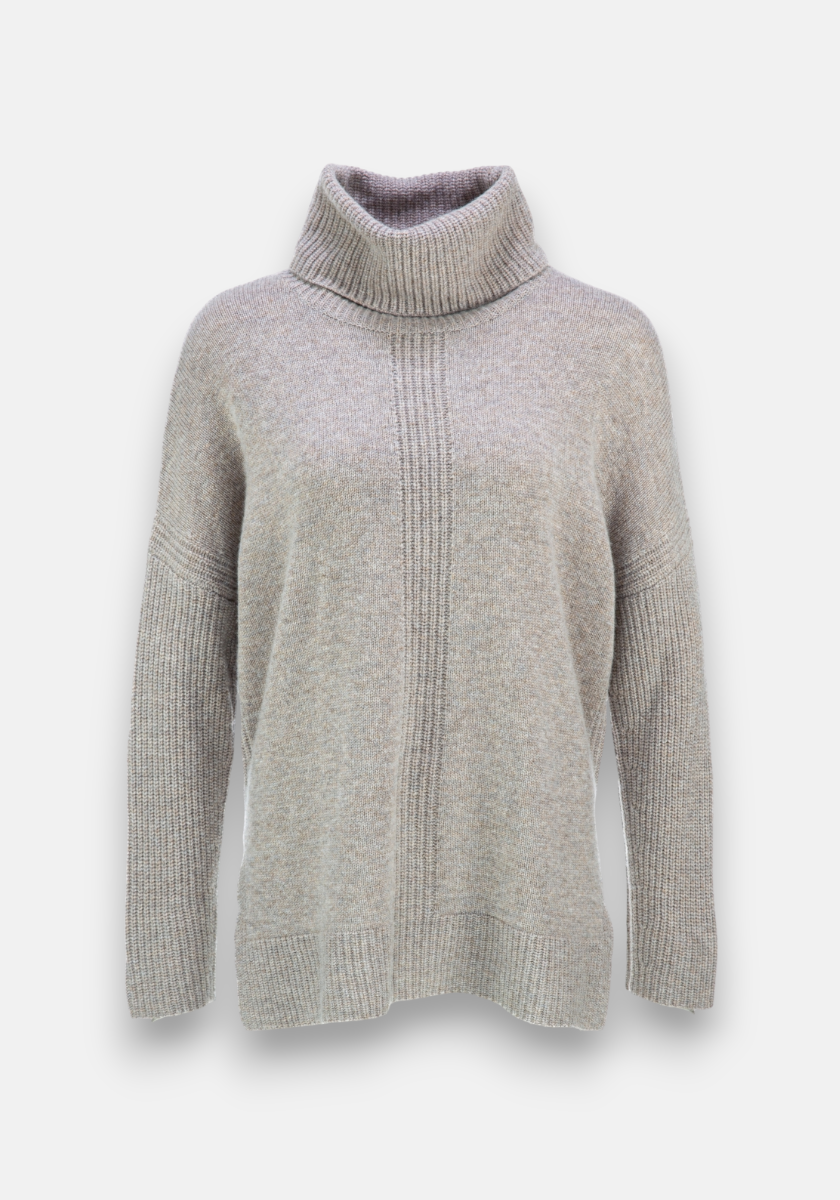 Brauner Boxy Pullover mit Rollkragen