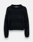 Black knitted sweater with sequin stripes