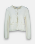 White cardigan with pearl decoration