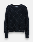 Knitted sweater with diamond pattern