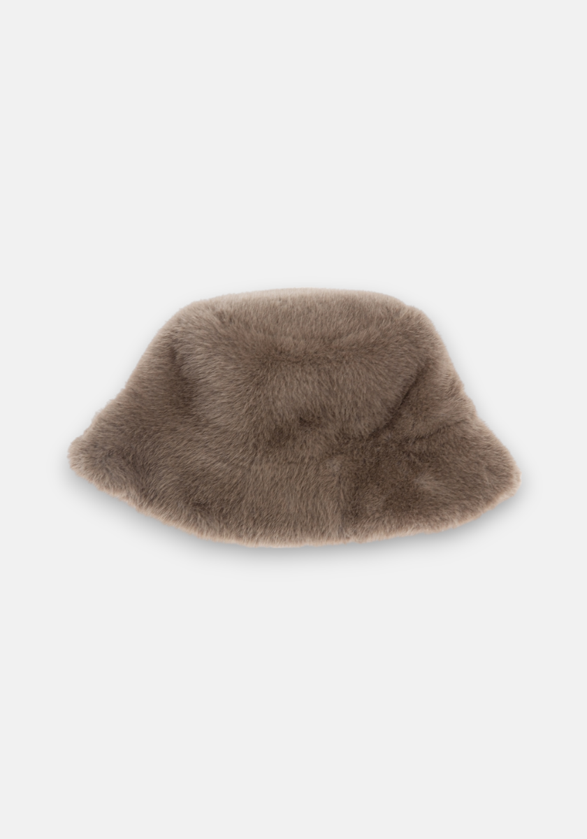 Brown faux fur fisherman hat