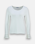 White long-sleeved shirt with cuff decoration