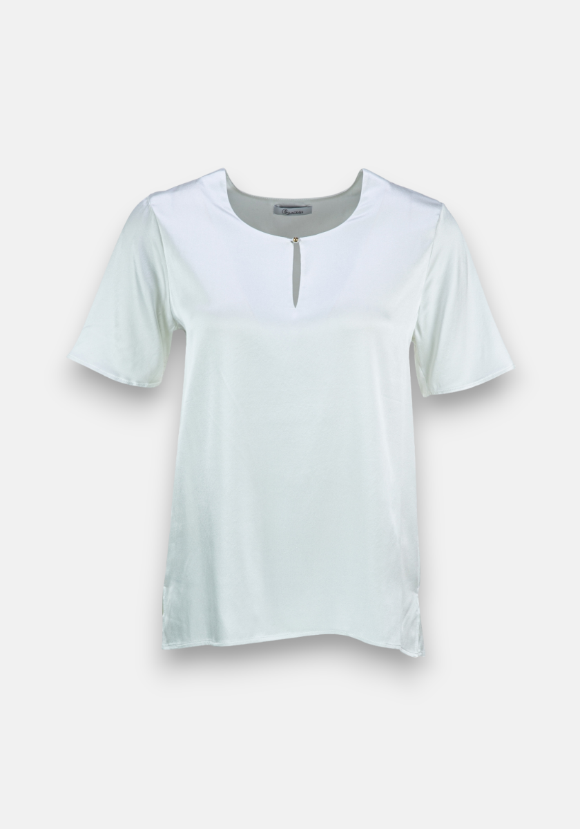 Weisse Seidenbluse mit Knopf