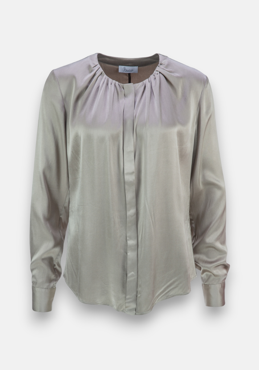 Greige silk blouse long sleeve