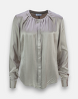 Greige silk blouse long sleeve