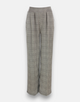 Beige wideleg pants with check pattern