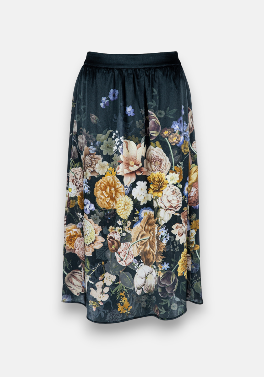 Floral skirt made of pure silk