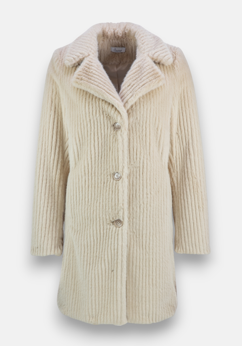 Beige faux fur coat