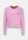 Snoopy cable-knit sweater with wash