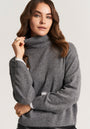 turtleneck sweater with contrast &amp; rhinestones