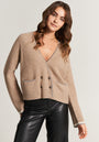 Beige cardigan with contrast &amp; rhinestones