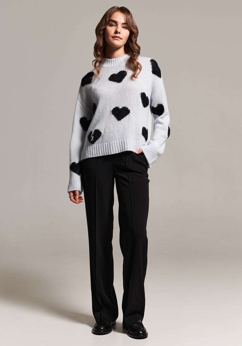 sweater with heart motif