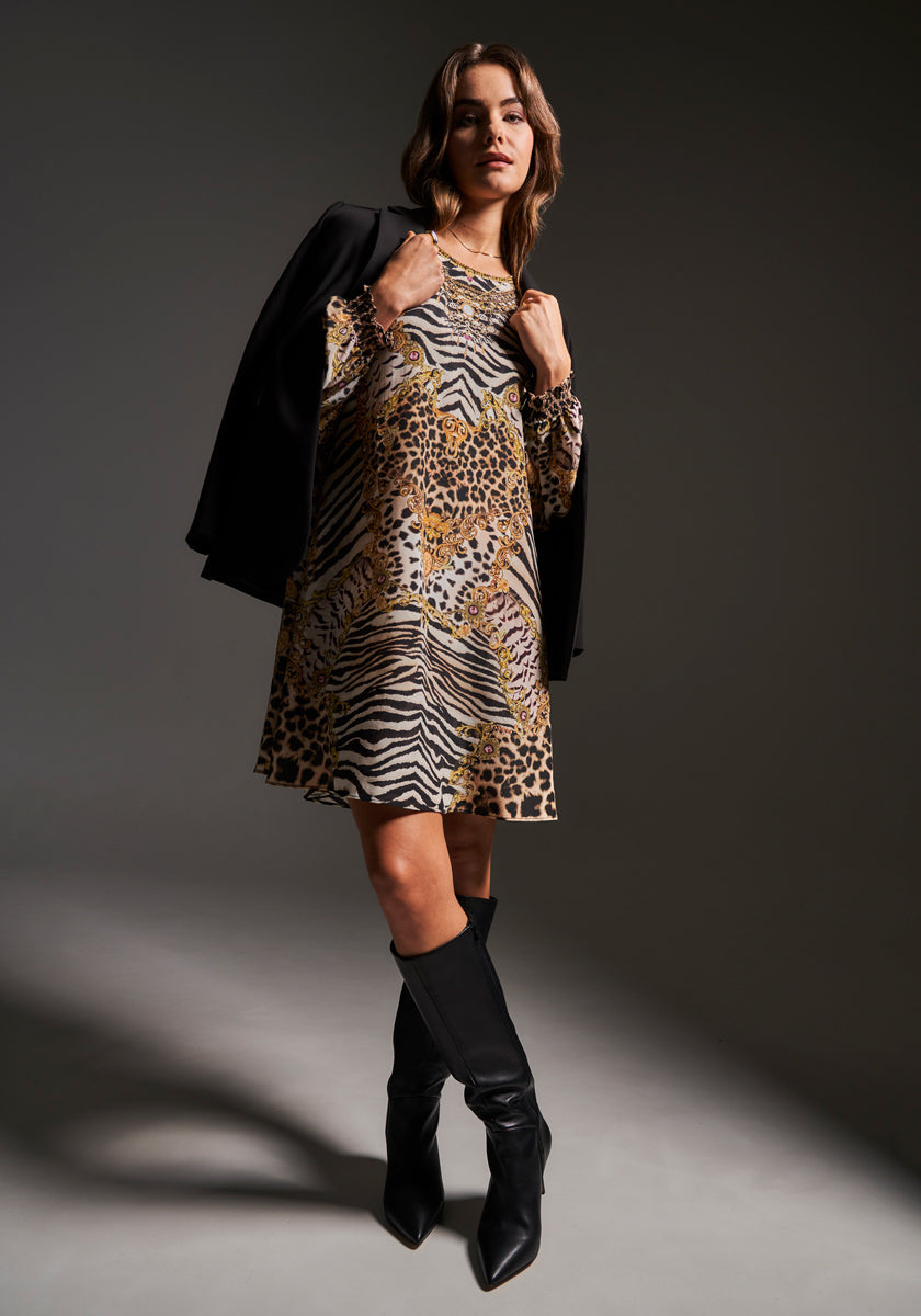 Seidenkleid mit Wild Animalprint