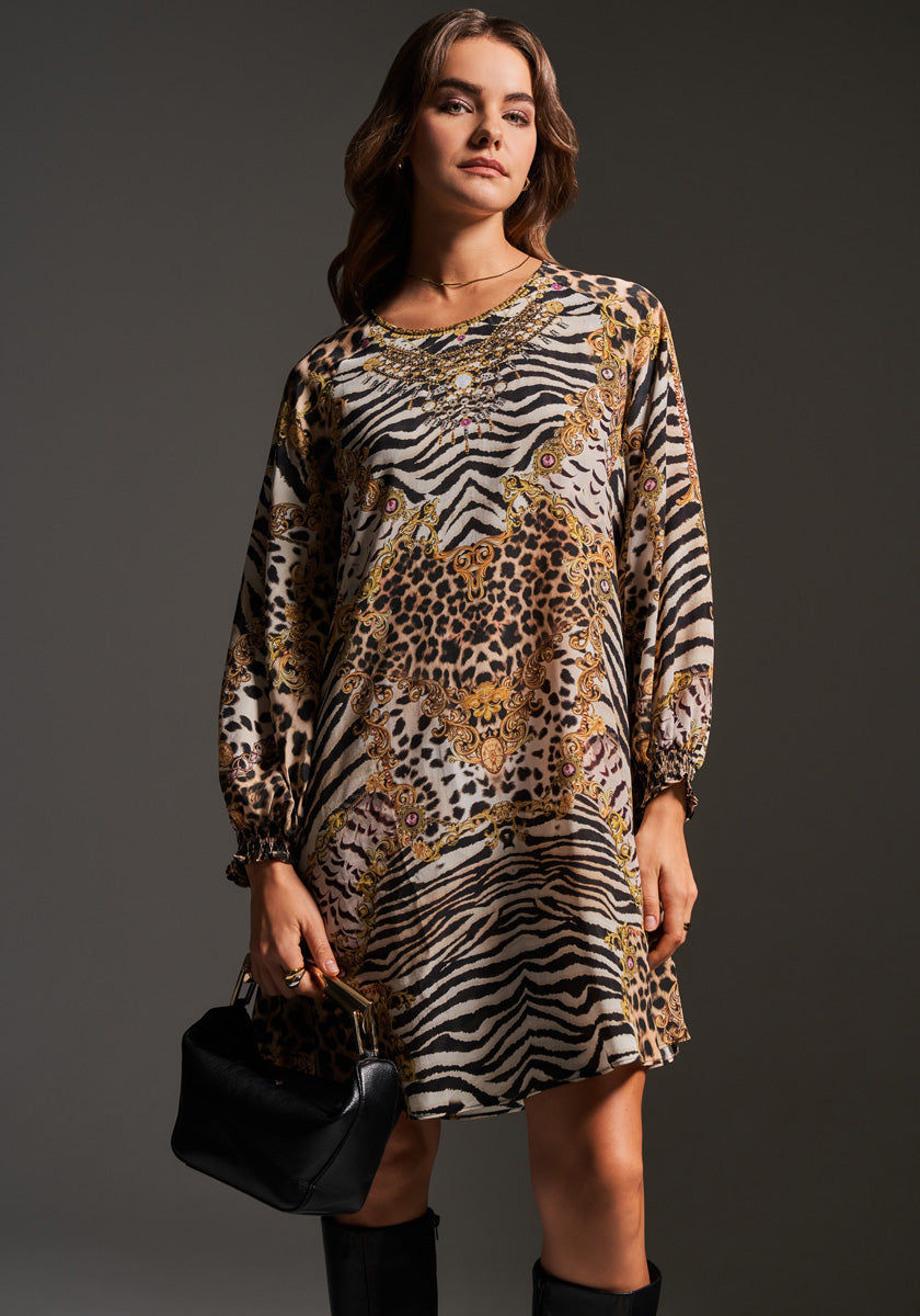 Seidenkleid mit Wild Animalprint