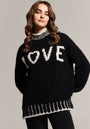 Grobstrickpullover Love mit Kontrastnähten