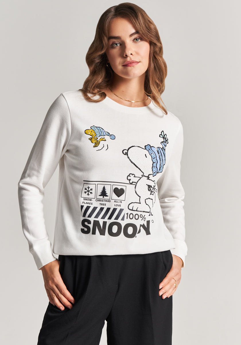 White sweatshirt Snoopy Snow Dance