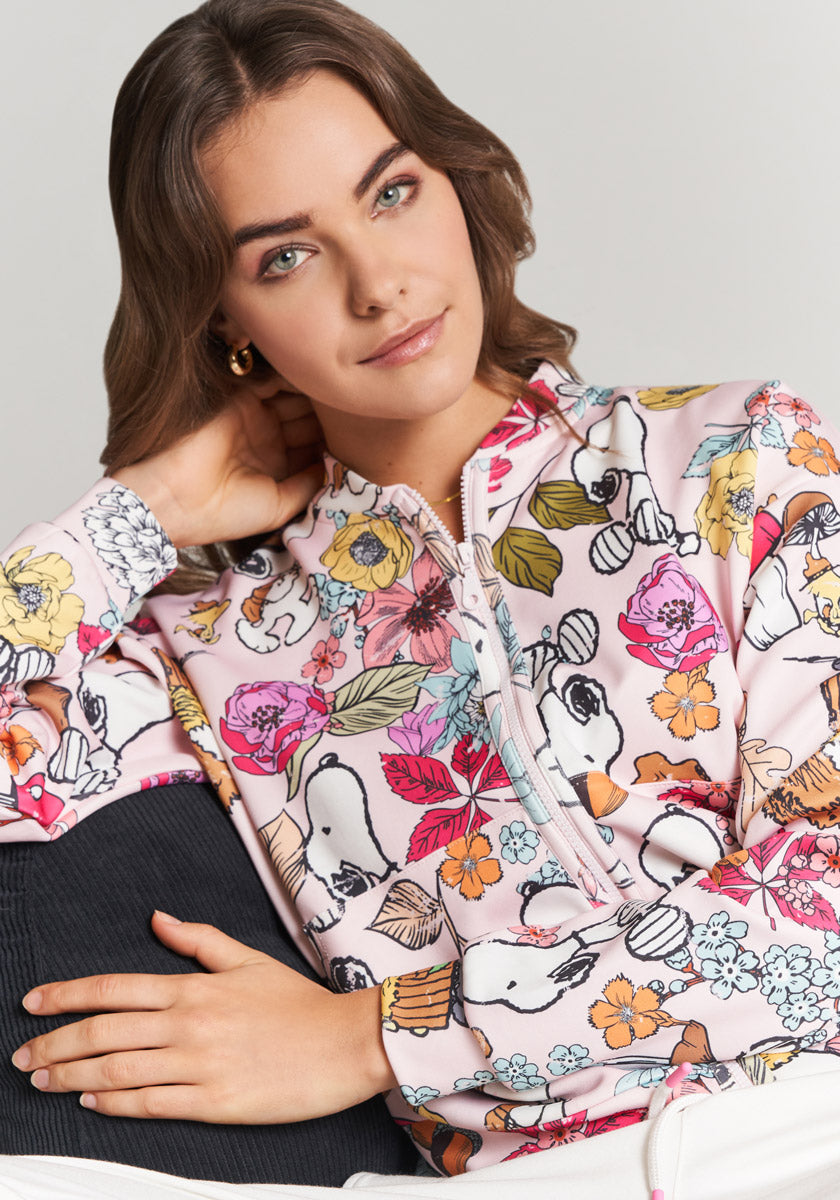 Veste sweat rose Automne Snoopy