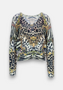 V-Pullover mit Wild Animalprint