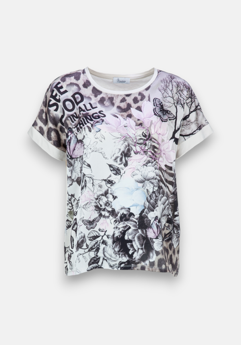 T-shirt Lion fleurs