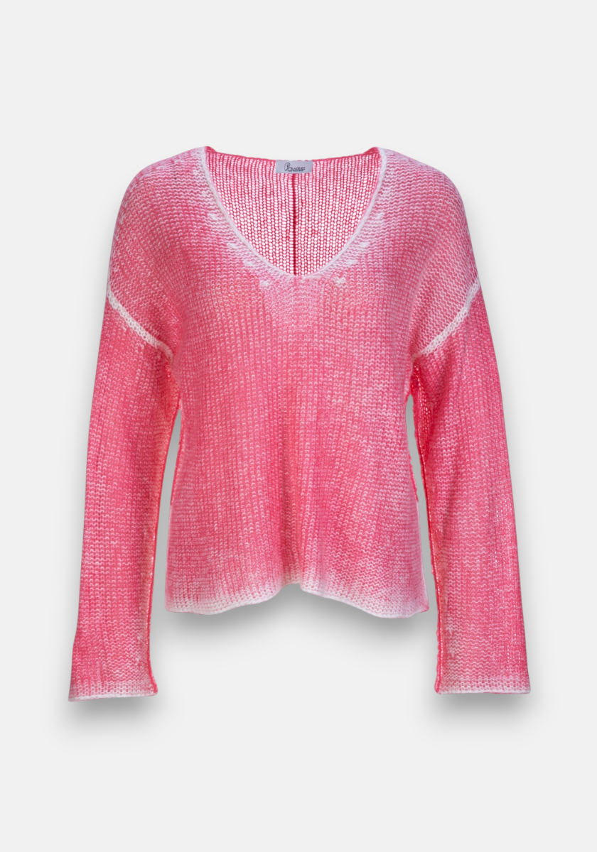 Pinker Pullover im Used-Look