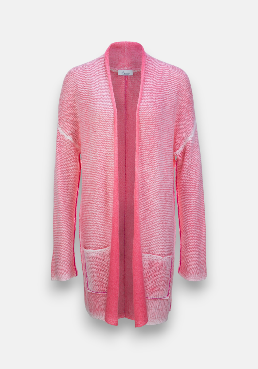 Pinker Cardigan im Used-Look