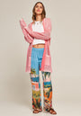 Pinker Cardigan im Used-Look