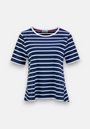 Blue T-shirt with stripes and embroidery