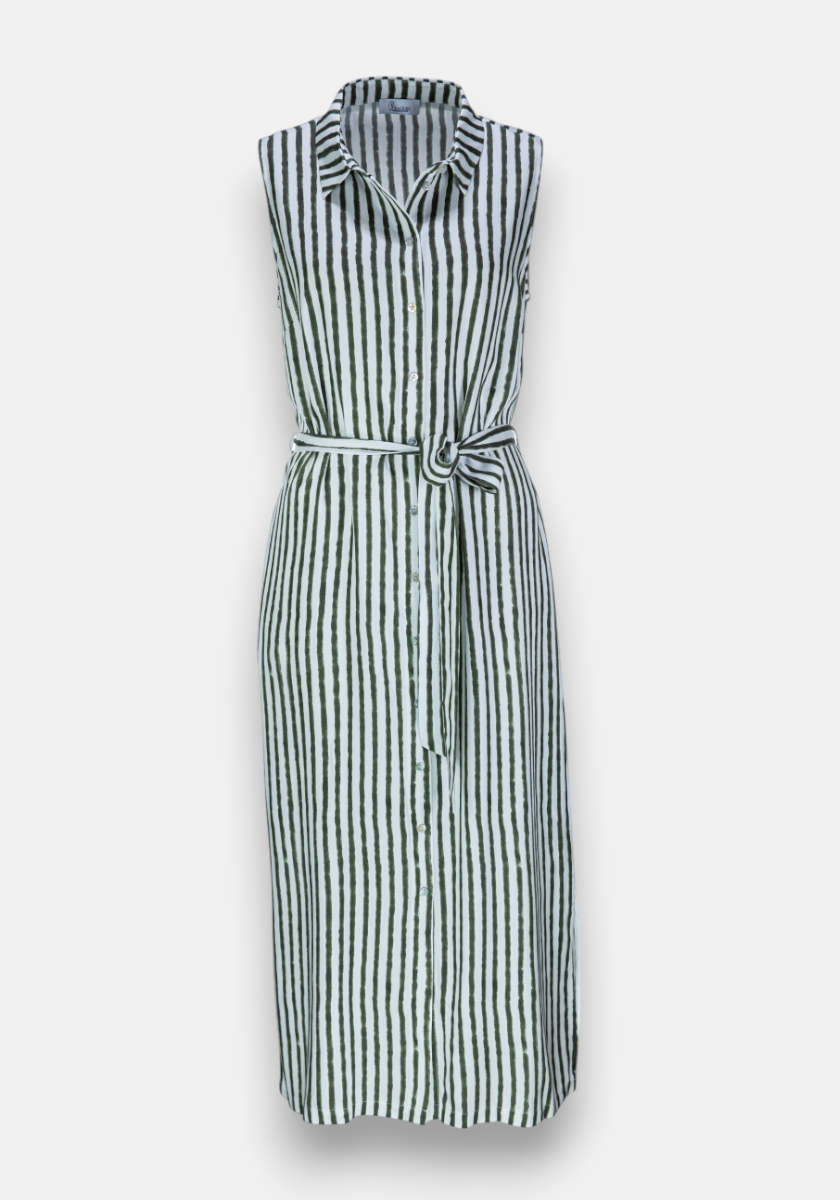 Green striped shirt dress