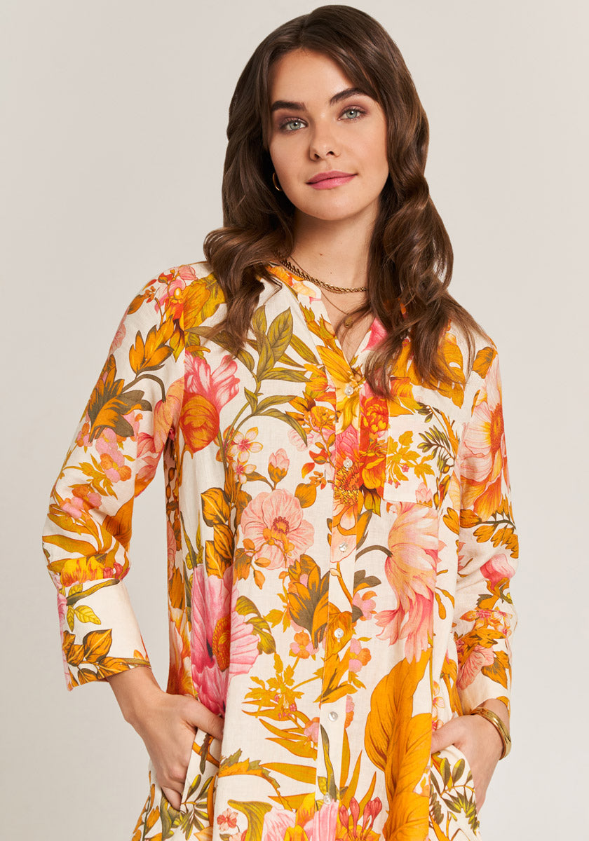 Flower Garden linen blouse dress